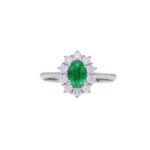Anello kate  smeraldo colombiano e diamanti