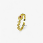 Anello fede traforata con strass rosso