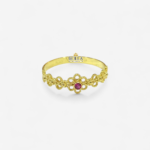 Anello fede traforata con strass rosso - immagine 2