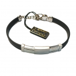 Bracciale argento caucciu' placca 001