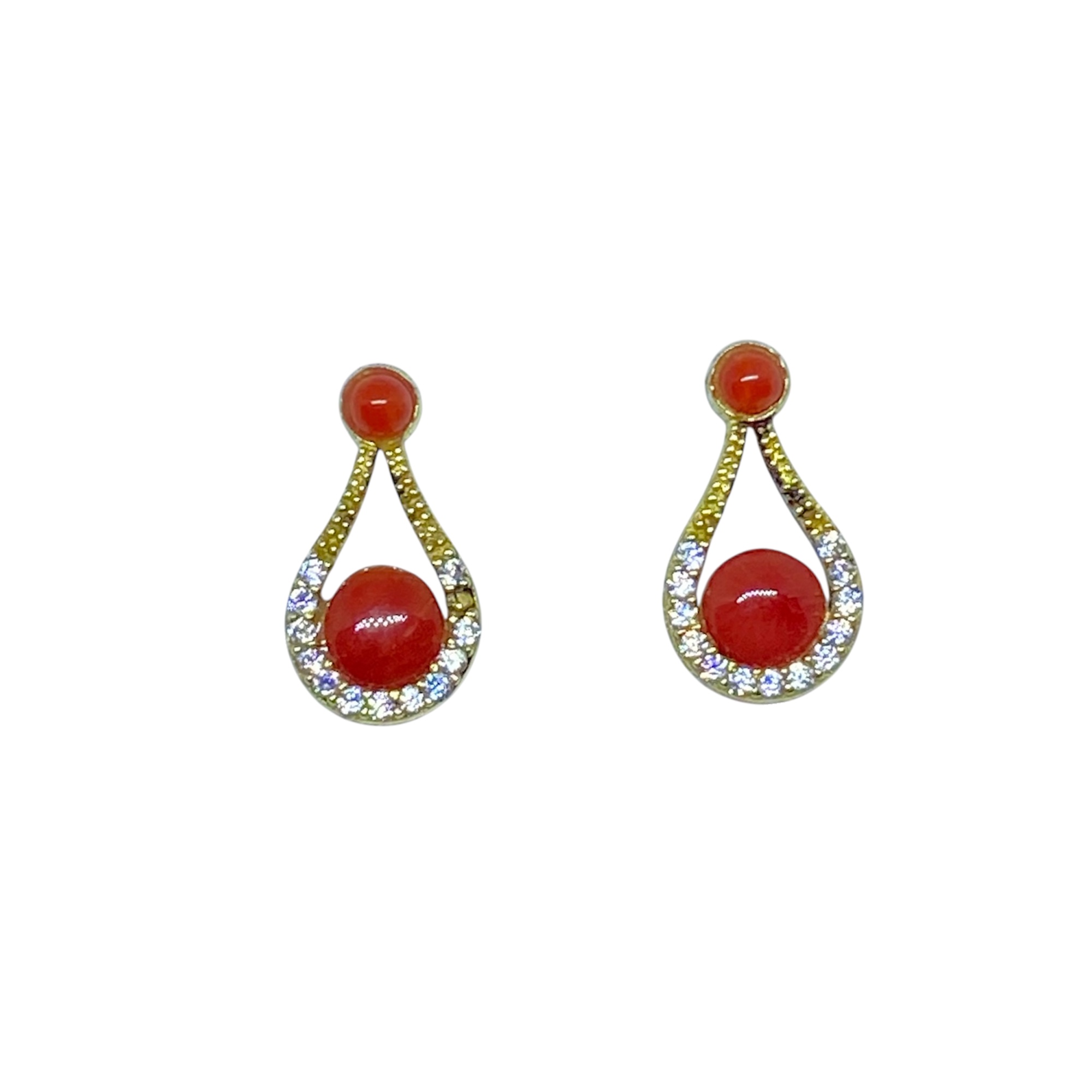 Photoroom_20260420_152625 Orecchini a goccia con corallo rotondo - immagine 1