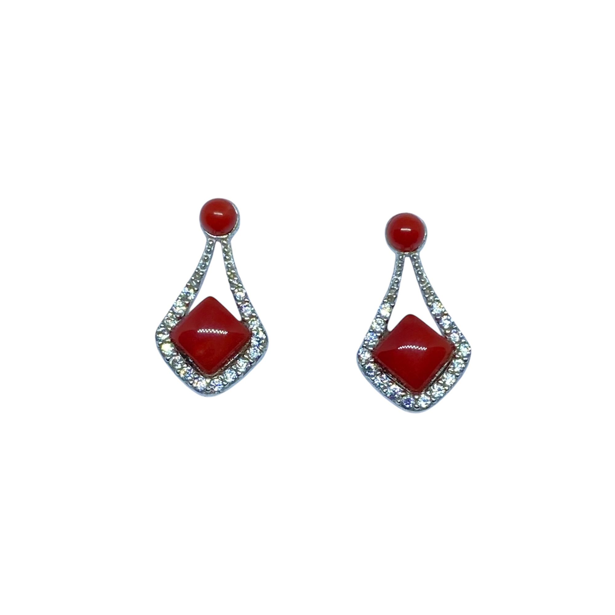 Photoroom_20260420_153046 Orecchini a goccia con corallo romboidale - immagine 1