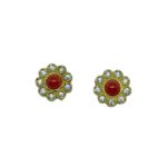 Orecchini fiori con corallo rotondo