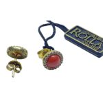 Orecchini  rotondo con corallo - immagine 2