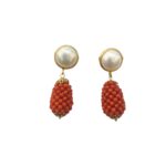 Orecchini corallo con perle