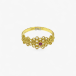 Anello fede traforata con strass rosso - immagine 2