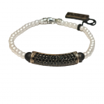 Bracciale argento e perle con inserto c.zirconi neri