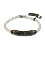 Bracciale argento e perle con inserto c.zirconi neri
