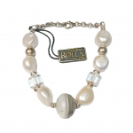 Bracciale argento perle barocche e vetro murano