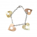 Bracciale argento con cuori bicolor pendenti