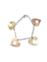 Bracciale argento con cuori bicolor pendenti