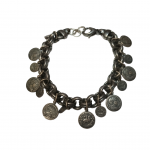 Bracciale argento brunito doppio giunchiglio con monete