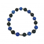 Bracciale elastico con argento sodalite e agata nera