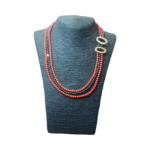 Collana  corallo mediterraneo e ematite con chiusura argento