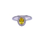 Anello Kate Zaffiro Giallo Ceylon e Diamanti