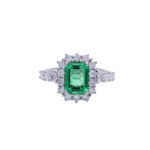Anello  smeraldo  colombiano e diamanti