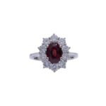 Anello rubino Thailandia e diamanti
