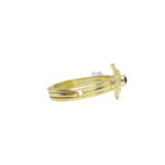Anello bottone sardo dorato con granato - immagine 2