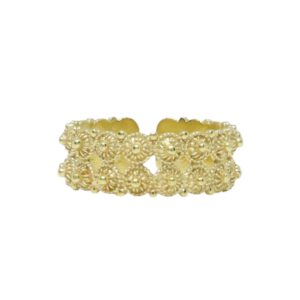 Anello fascia pallino a giorno 2 file dorato