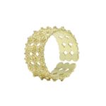 Anello fascia pallino a giorno 3 file dorato - immagine 2