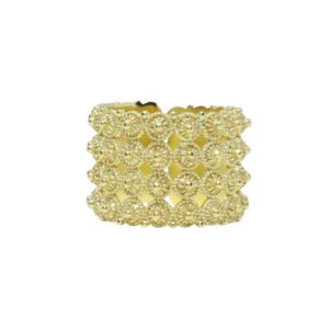 Anello fascia pallino a giorno 4 file dorato